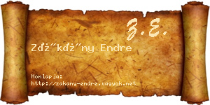 Zákány Endre névjegykártya
